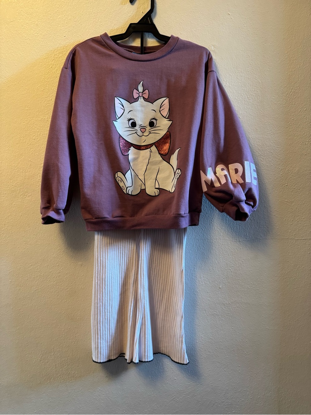 Disney Aristocats Marie Girls Sweatshirt & Ribbed Wide-Leg Pants Set Size 6X